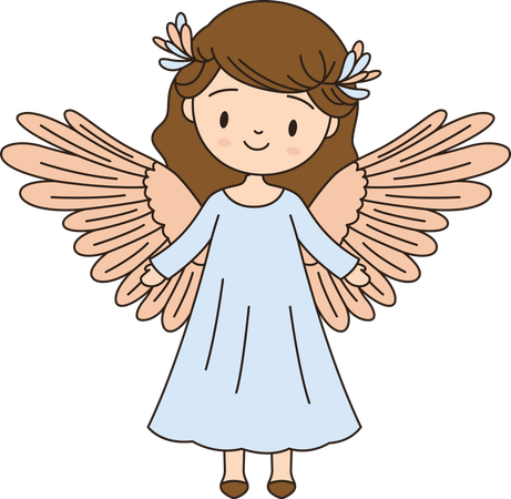 Cute Winged Little Girl Angel Character  Illustration