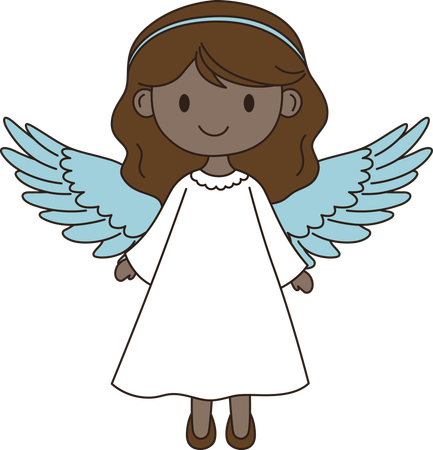 Cute Winged Little Girl Angel Character  Illustration