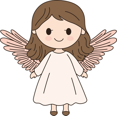 Cute Winged Little Girl Angel Character  Illustration