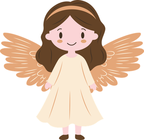 Cute Winged Little Girl Fairy Angel  Illustration