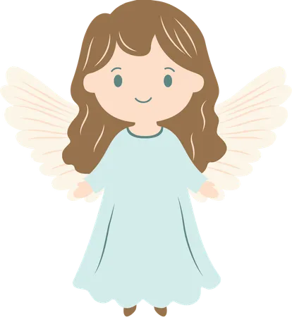 Cute Winged Little Girl Fairy Angel  Illustration