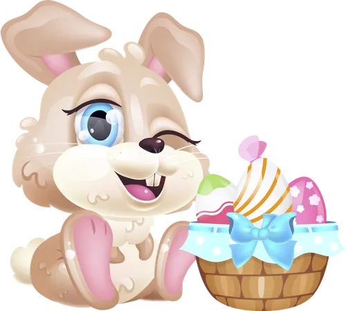 Cute winking Easter hare  Illustration
