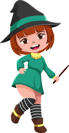 Cute Witch Character  Illustration