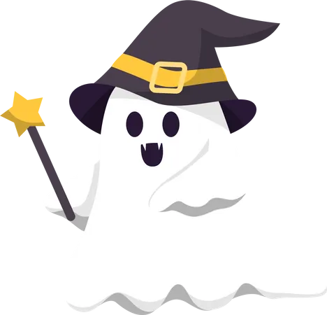 Cute Witch Ghost  Illustration