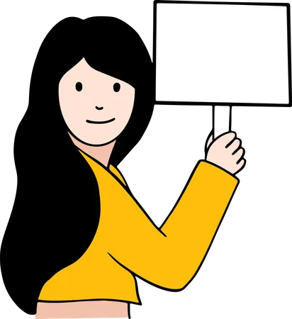 Cute woman holding placards  Illustration