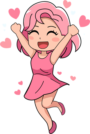 Cute woman jumping  Illustration