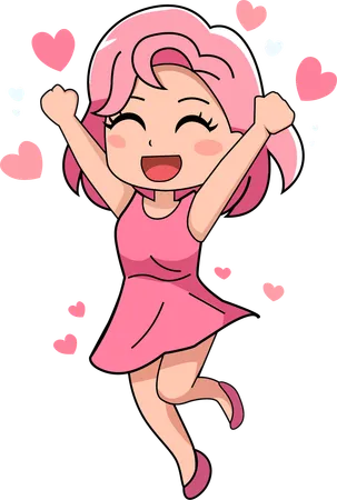 Cute woman jumping  Illustration