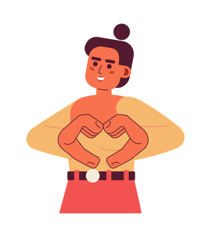 Cute woman showing heart sign  Illustration