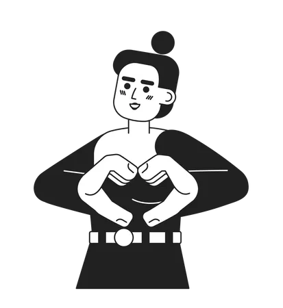 Cute woman showing heart sign  Illustration