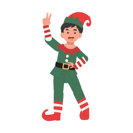 Cute Young Christmas Elf Kid Vector Illustration Illustration