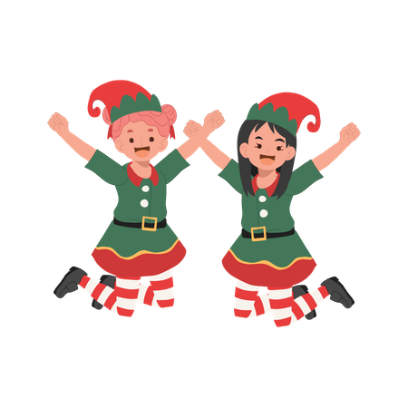 Cute Young happy christmas elf kid  Illustration