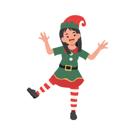 Cute Young Happy Christmas Elf Kid Vector Illustration Illustration