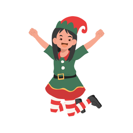 Cute Young happy christmas elf kid  Illustration