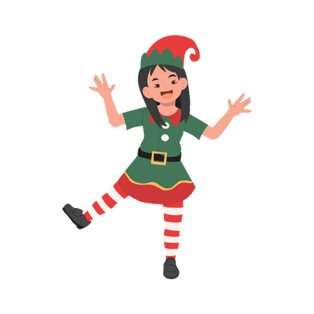 Cute Young happy christmas elf kid  Illustration