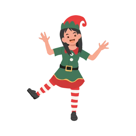 Cute Young happy christmas elf kid  Illustration