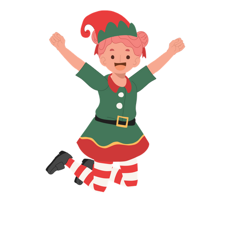 Cute Young happy christmas elf kid  Illustration