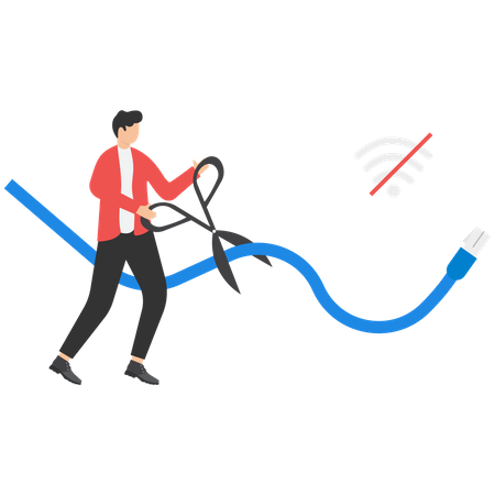 Cuts off internet connection  Illustration