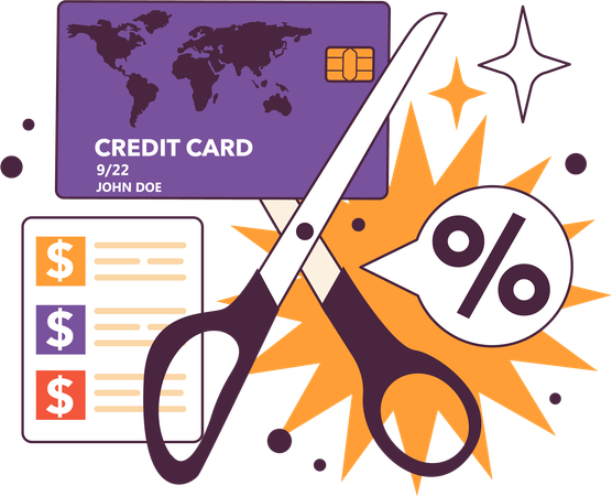 Cutting credit card credit  Illustration