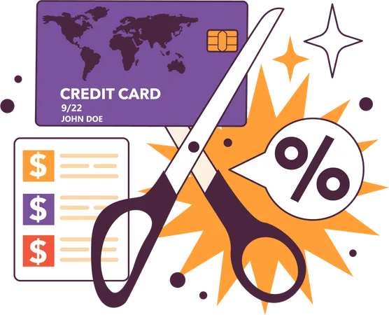 Cutting credit card credit  Illustration