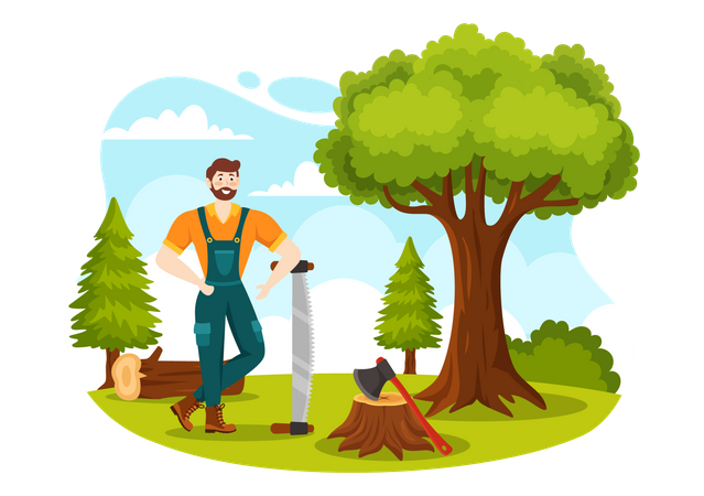 Cutting Tree  Illustration