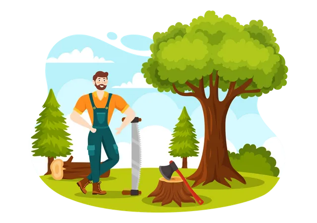 Cutting Tree  Illustration