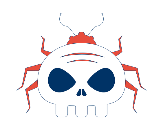 Cyber bug with skull face  Illustration