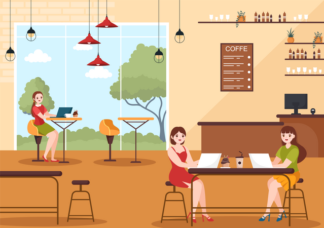 Cyber Cafe  Illustration