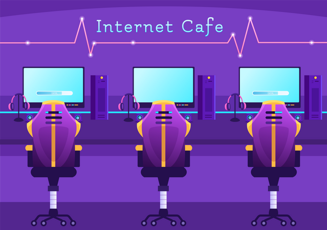 Cyber café  Illustration