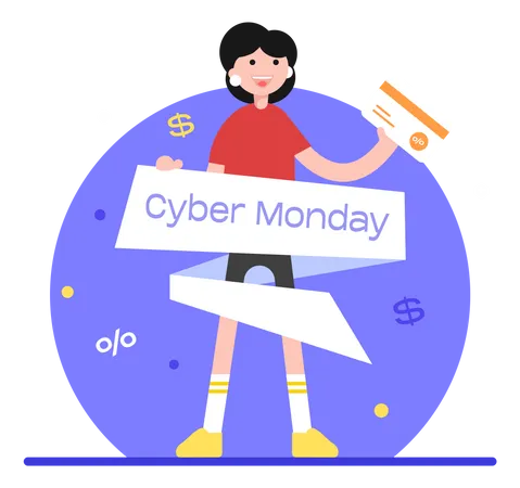 A Modern Character Illustration Of Cyber Monday Illustration