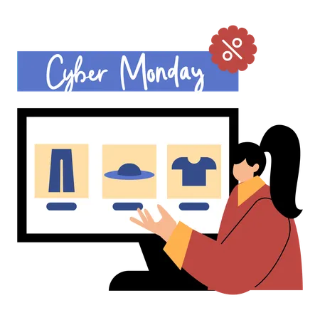 Compras del Cyber Monday desde el móvil  Ilustración