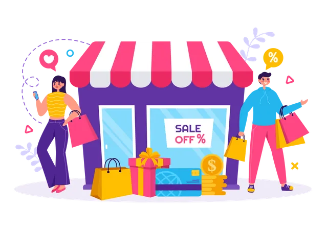 Cyber Monday Event Vector Illustration With Super Sale And Big Discount Purchases Goods In Paper Bags For Promotions In Flat Cartoon Background Illustration