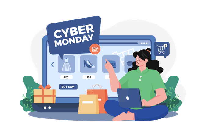 Cyber Monday Shopping Illustration