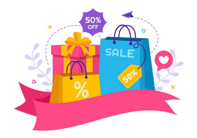 Cyber Monday Event Vector Illustration With Super Sale And Big Discount Purchases Goods In Paper Bags For Promotions In Flat Cartoon Background Illustration