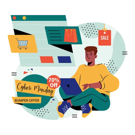 Cyber Monday Shopping  Illustration