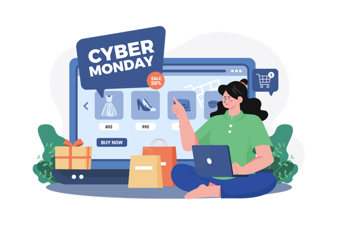 Cyber Monday Shopping  Illustration