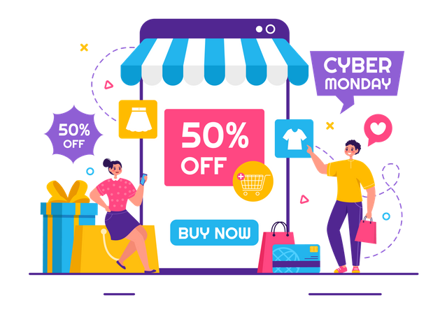 Cyber Monday Shopping  Illustration