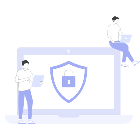 Cyber Safety practices followed by businessman  Illustration