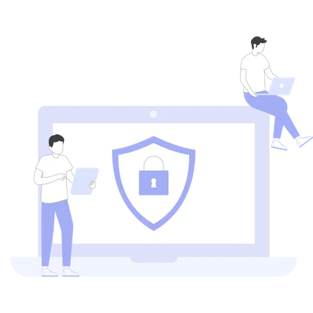 Cyber Safety practices followed by businessman  Illustration