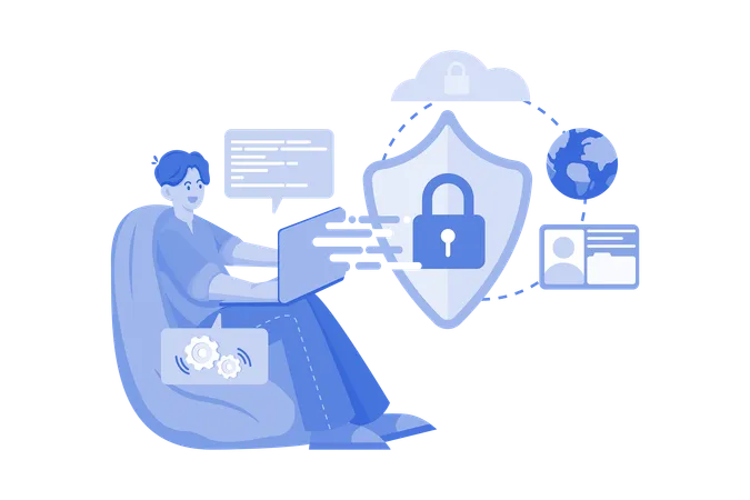 Cybersecurity Developer Illustration Concept On White Background Illustration
