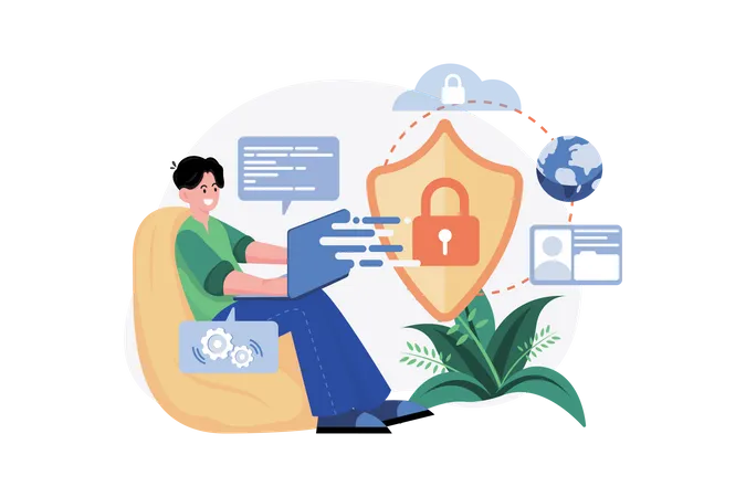 Cyber security developer Illustration