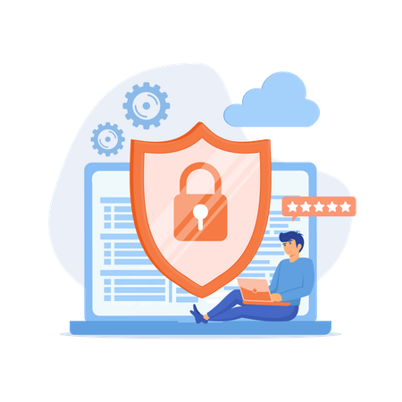 Cyber security protecting data  Illustration