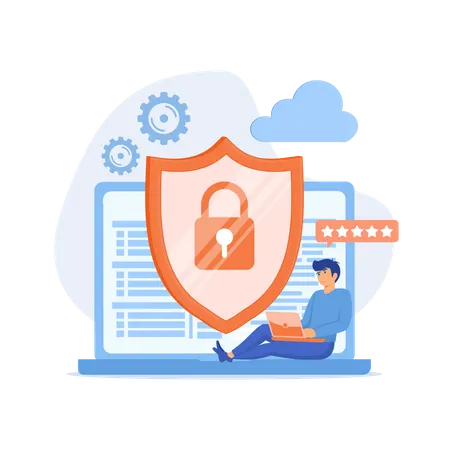 Cyber security protecting data  Illustration