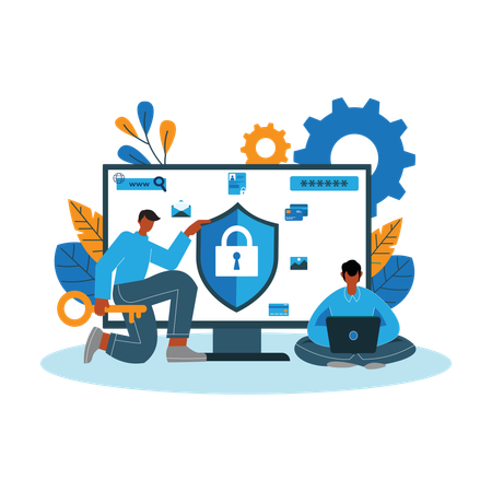 Cyber security provides secure login access  Illustration
