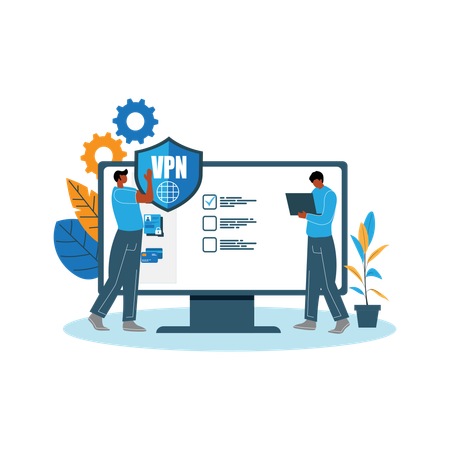 Cyber security uses vpn security network  Illustration