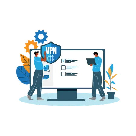 Cyber security uses vpn security network  Illustration