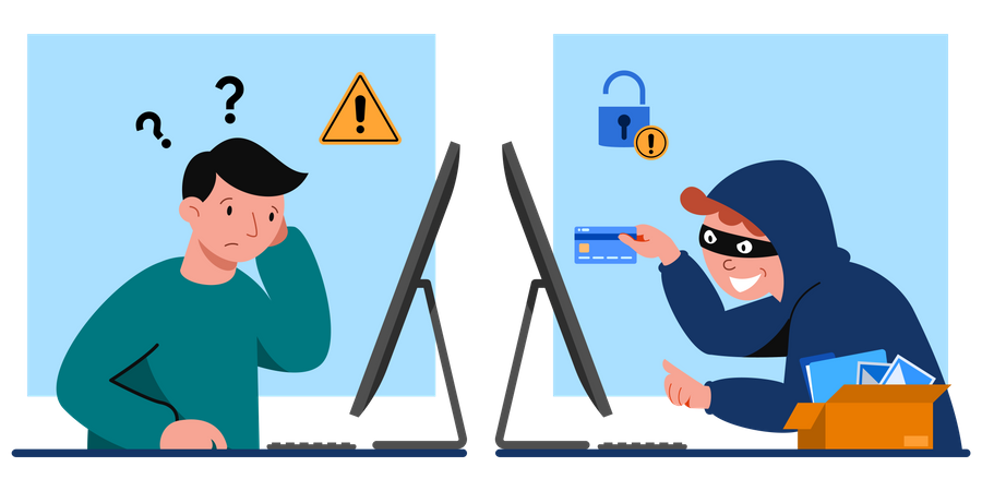 Cyber Security Warning Illustration