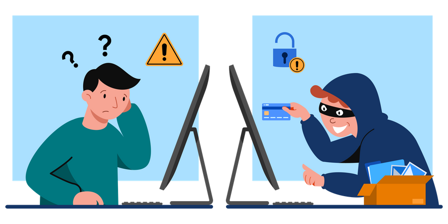 Cyber Security Warning  일러스트레이션