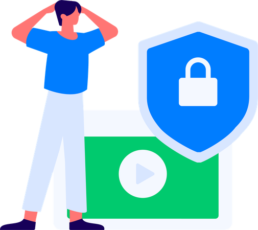 Cyber security with id card  Illustration