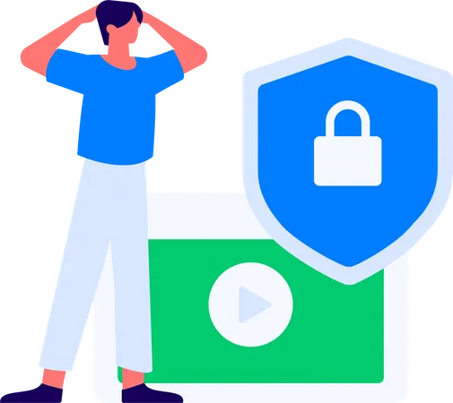 Cyber security with id card  Illustration