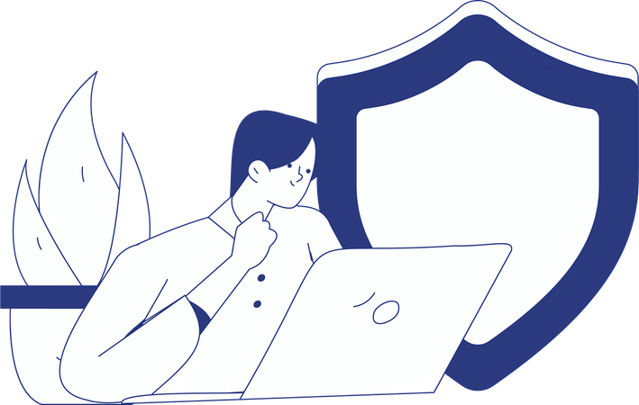 Cyber security with id card  Illustration